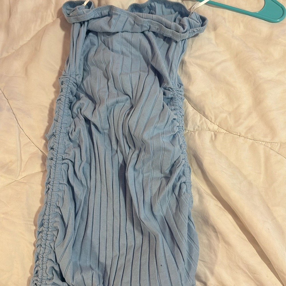 strapless dress with ties on side to tighten n make shorter